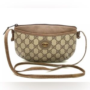 Auth Gucci GG Supreme Beige/Brown  Crossbody Shoulder Bag- Free Gift W/Purchase